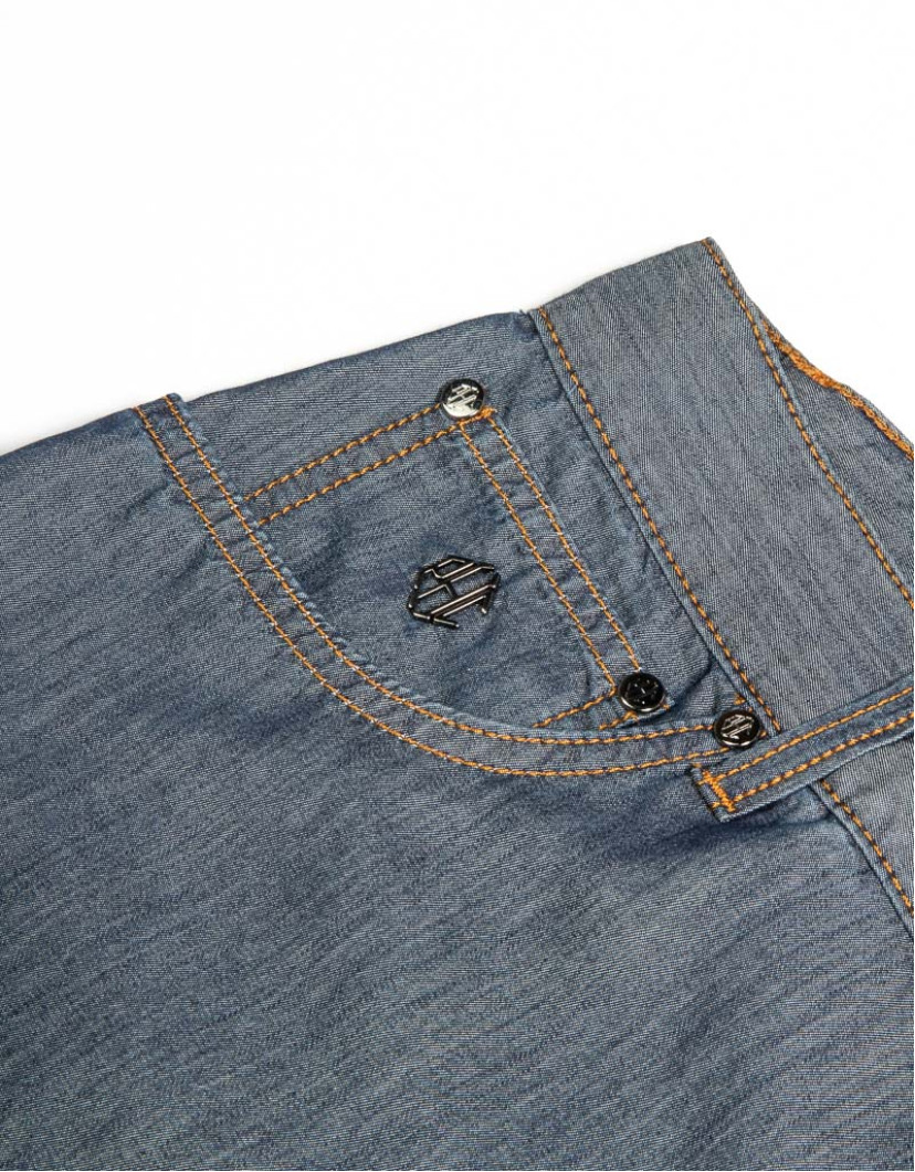 Patrick Hellmann Collection Light Jeans Grey With Orange Stitch Fine Material  image