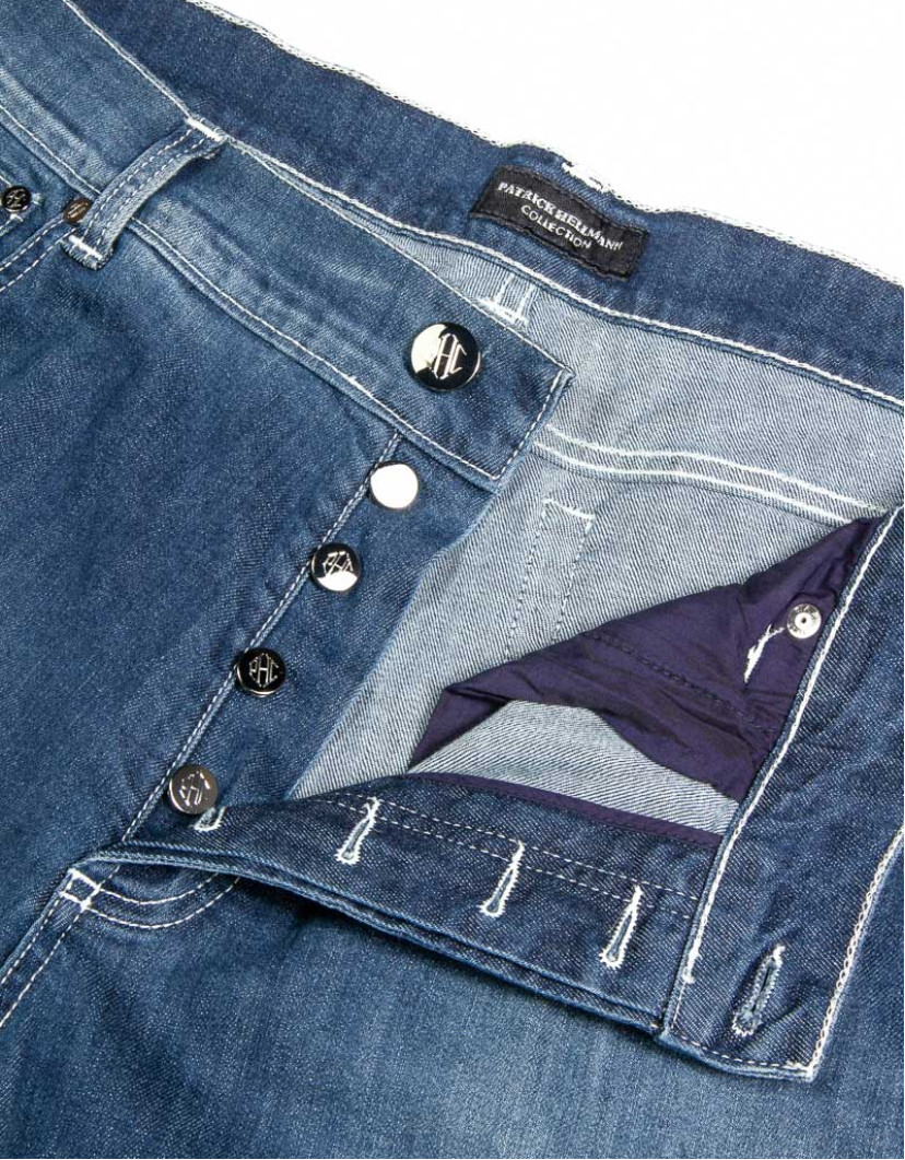 Patrick Hellmann Collection Blue Jeans With White Stitch image