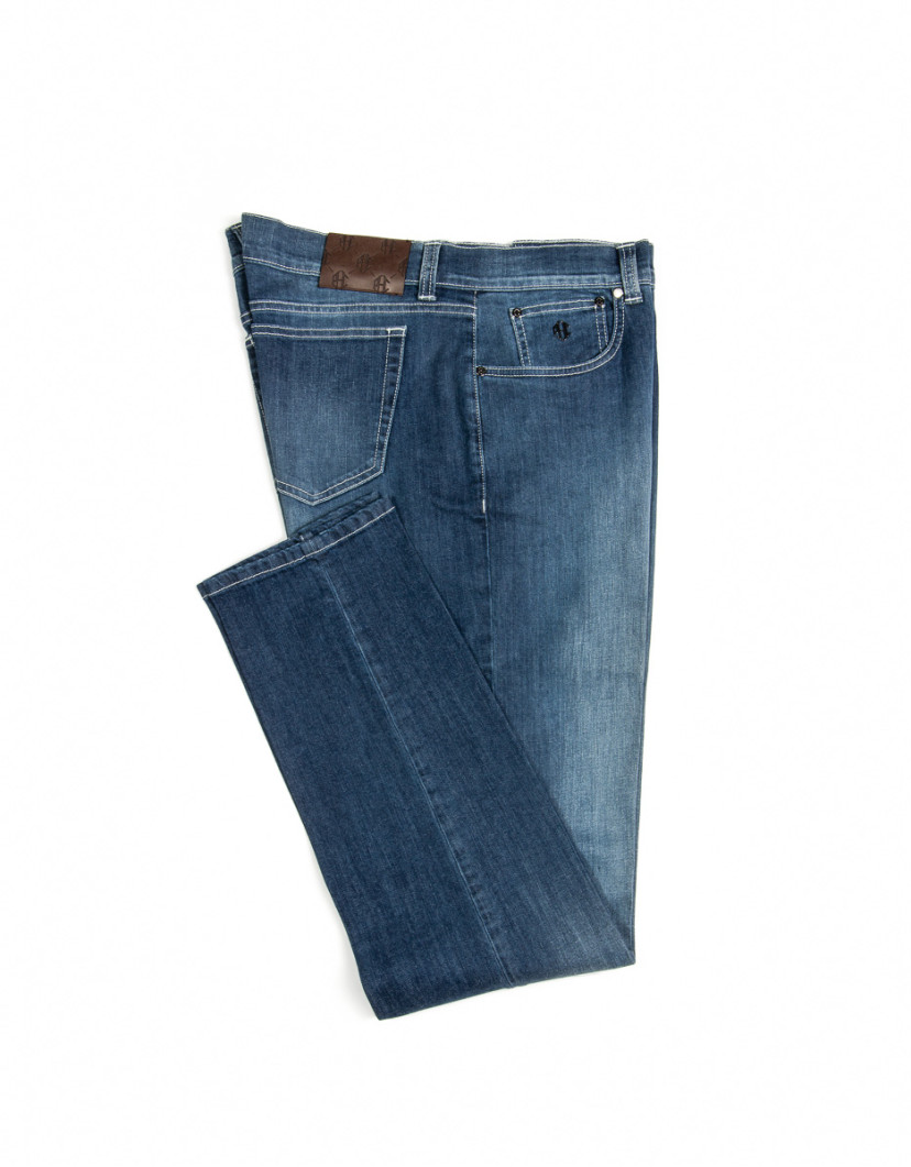 Patrick Hellmann Collection Blue Jeans With White Stitch image
