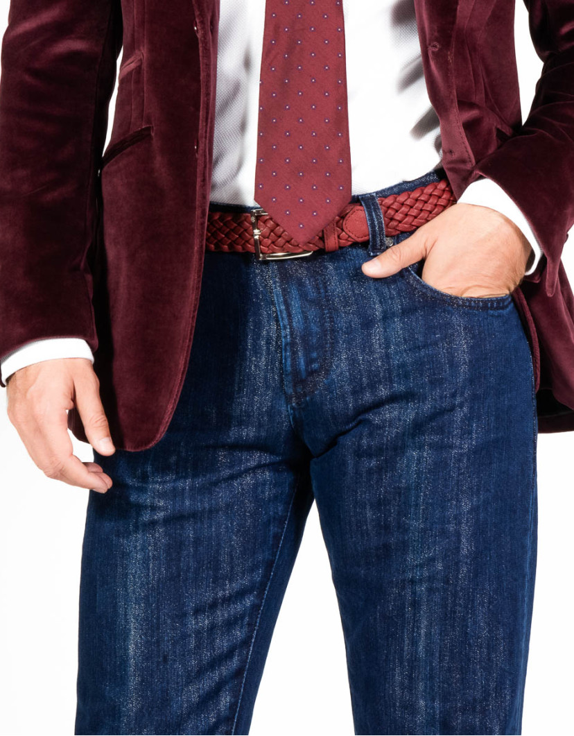 Patrick Hellmann Collection Navy Blue Jeans With Silver image