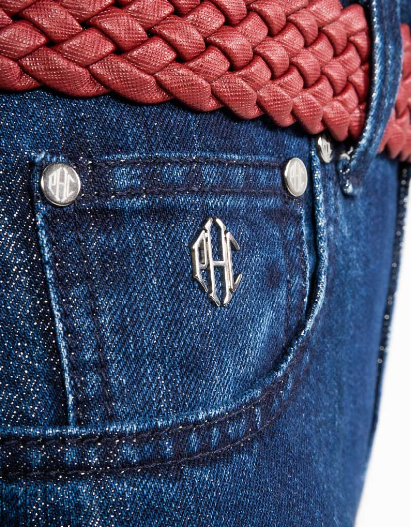 Patrick Hellmann Collection Navy Blue Jeans With Silver image