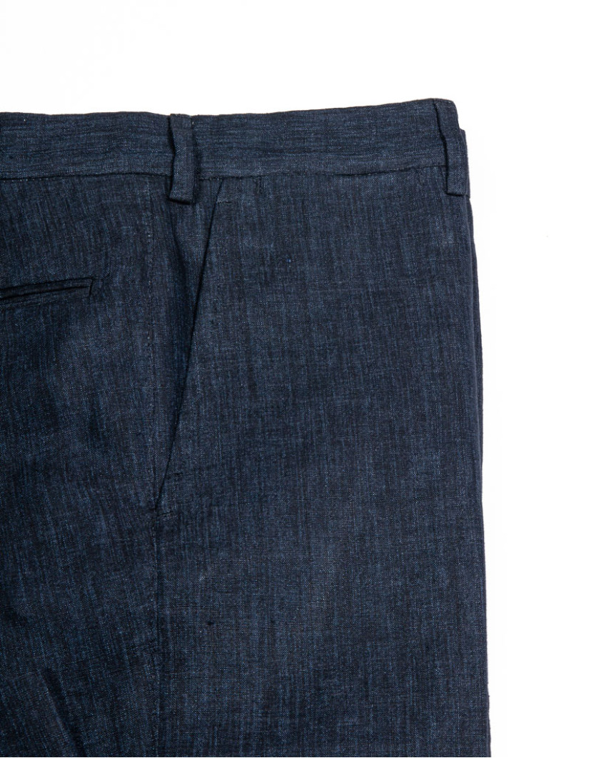 Patrick Hellmann Collection Navy Blue 100% Linen Trousers image
