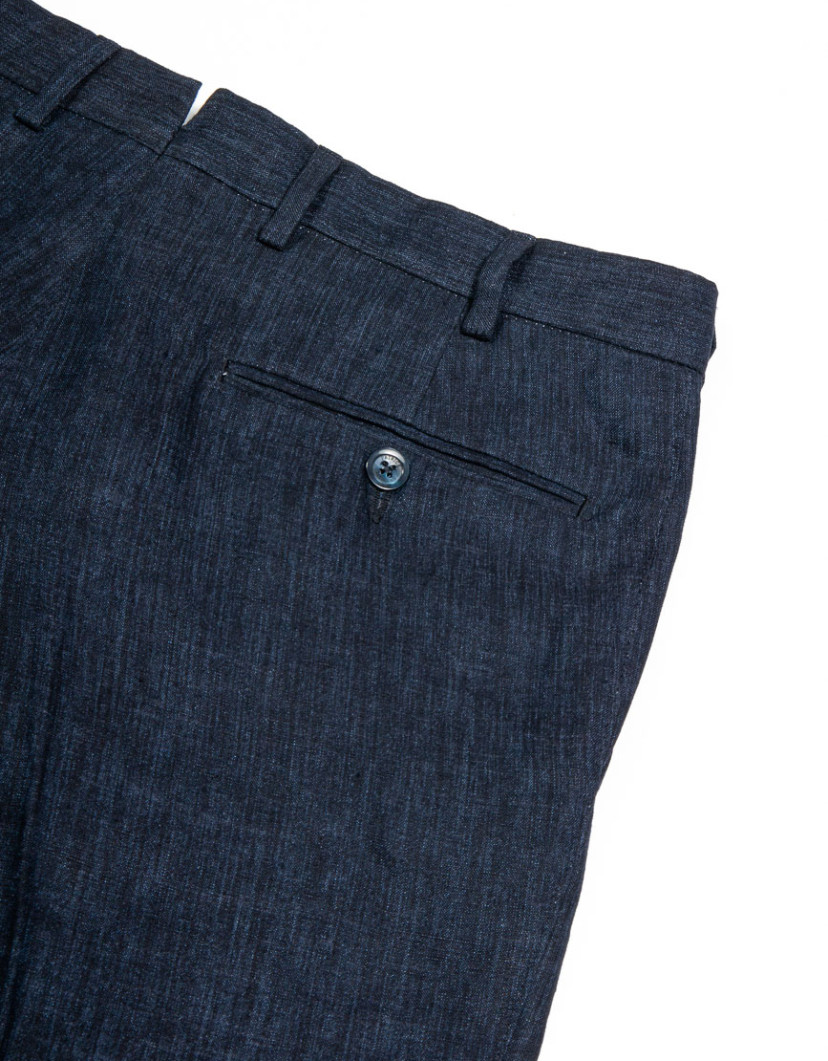 Patrick Hellmann Collection Navy Blue 100% Linen Trousers image