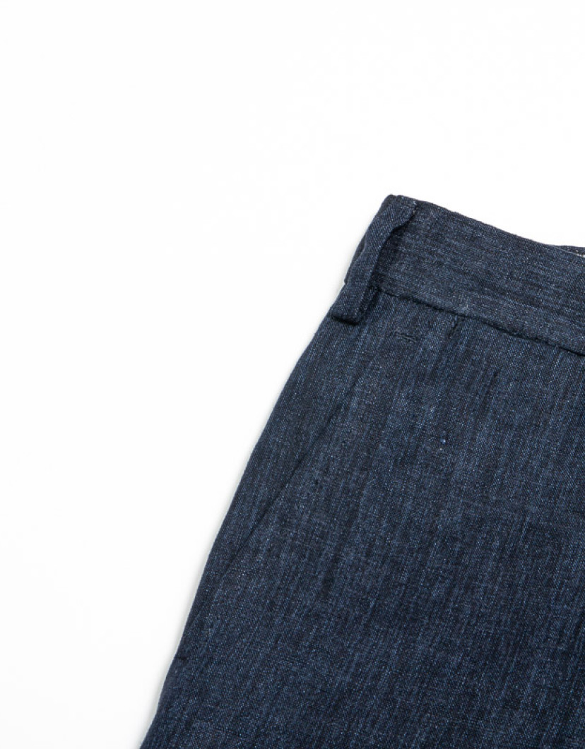 Patrick Hellmann Collection Navy Blue 100% Linen Trousers image