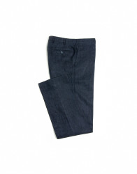 Patrick Hellmann Collection Navy Blue 100% Linen Trousers thumbnail