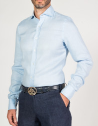 Patrick Hellmann Collection 100% Linen Light Blue Shirt thumbnail 1