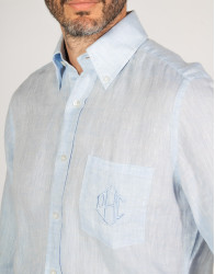 Patrick Hellmann Collection 100% Linen Light Blue Shirt thumbnail 3