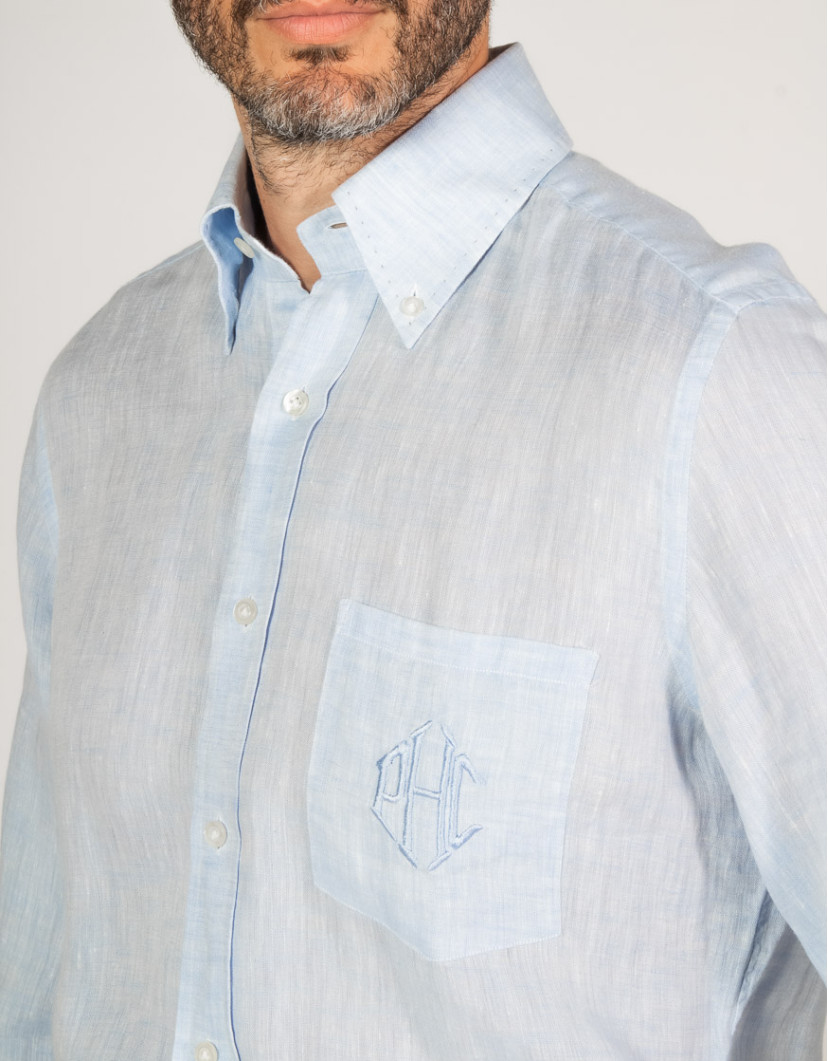Patrick Hellmann Collection 100% Linen Light Blue Shirt image