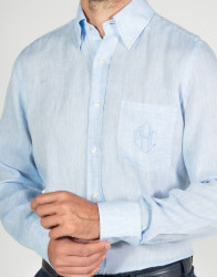 Patrick Hellmann Collection 100% Linen Light Blue Shirt thumbnail 4