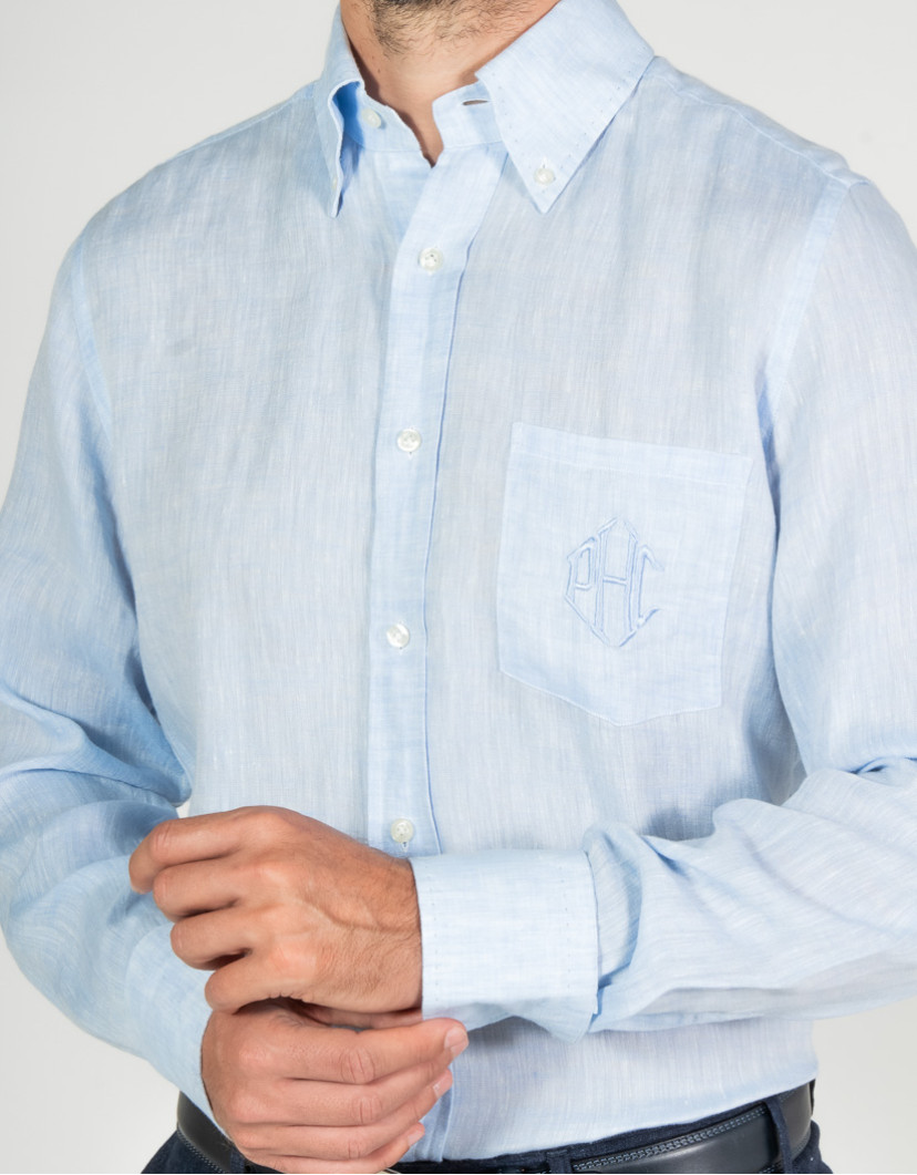 Patrick Hellmann Collection 100% Linen Light Blue Shirt image