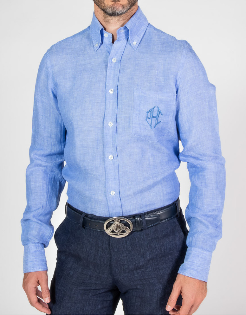 Patrick-Hellmann-Collection-100-Linen-Blue-Shirt-image Patrick Hellmann Collection 100% Linen Blue Shirt image