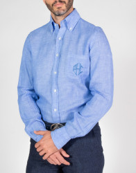Patrick-Hellmann-Collection-100-Linen-Blue-Shirt-thumbnail-6 Patrick Hellmann Collection 100% Linen Blue Shirt thumbnail 6