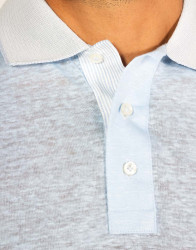 Patrick Hellmann Collection Light Blue Polo T-Shirt 100% Linen thumbnail 2
