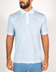 Patrick Hellmann Collection Light Blue Polo T-Shirt 100% Linen thumbnail 1