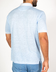 Patrick Hellmann Collection Light Blue Polo T-Shirt 100% Linen thumbnail 3