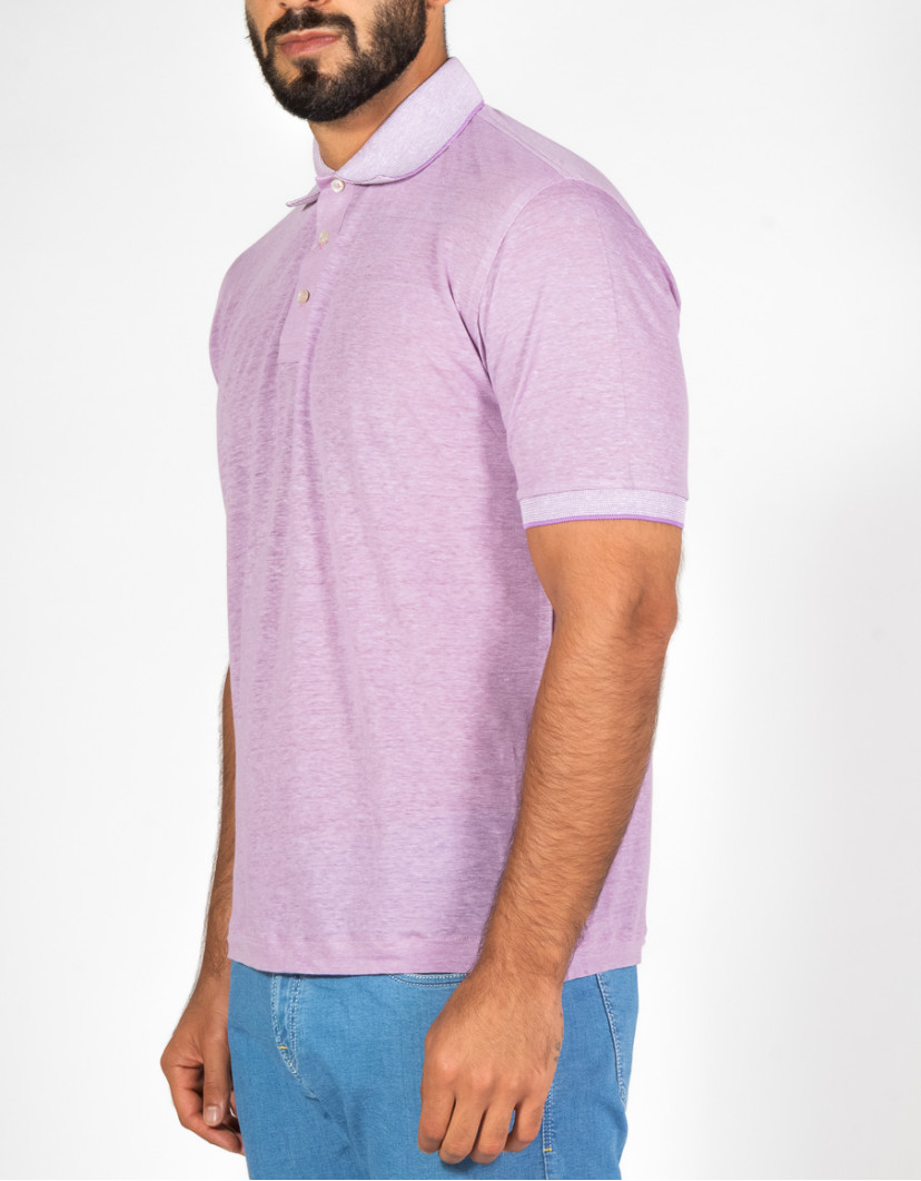 Patrick-Hellmann-Collection-Pink-Polo-T-Shirt-100-Linen-image Patrick Hellmann Collection Pink Polo T-Shirt 100% Linen image