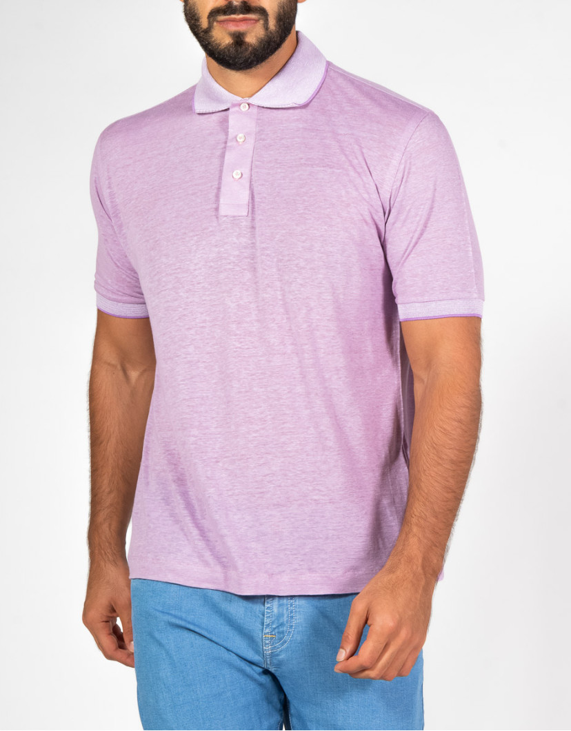 Patrick-Hellmann-Collection-Pink-Polo-T-Shirt-100-Linen-image Patrick Hellmann Collection Pink Polo T-Shirt 100% Linen image