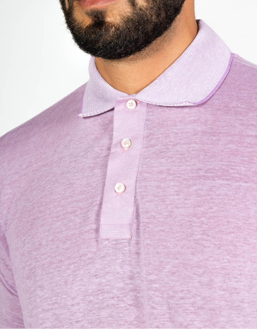Patrick-Hellmann-Collection-Pink-Polo-T-Shirt-100-Linen-image Patrick Hellmann Collection Pink Polo T-Shirt 100% Linen image