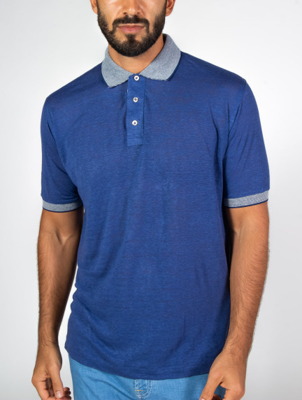 Patrick Hellmann CollectionBlue Polo T-Shirt 100% Linenimage737