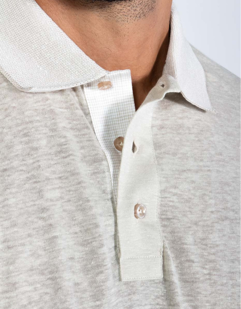 Patrick-Hellmann-Collection-Beige-Polo-T-Shirt-100-Linen-image Patrick Hellmann Collection Beige Polo T-Shirt 100% Linen image