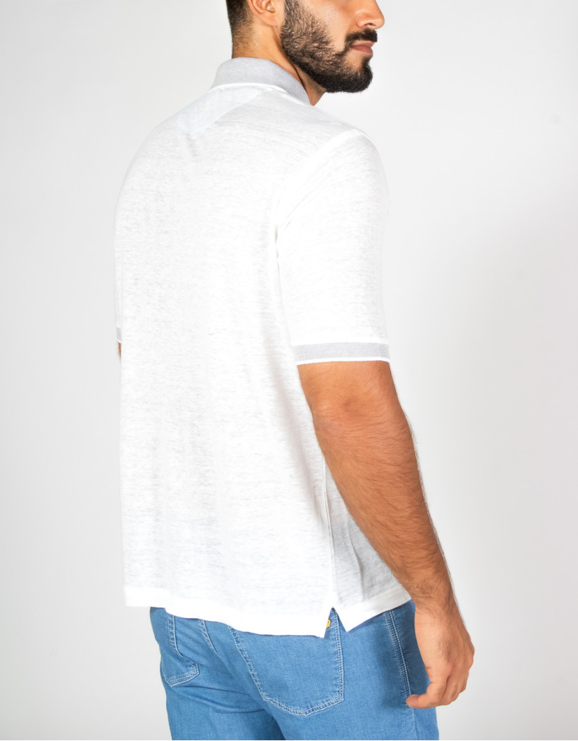 Patrick-Hellmann-Collection-White-Polo-T-Shirt-100-Linen-image Patrick Hellmann Collection White Polo T-Shirt 100% Linen image