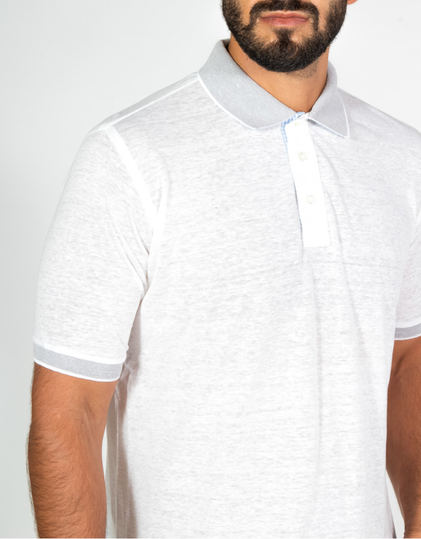 Patrick-Hellmann-Collection-White-Polo-T-Shirt-100-Linen-image Patrick Hellmann Collection White Polo T-Shirt 100% Linen image