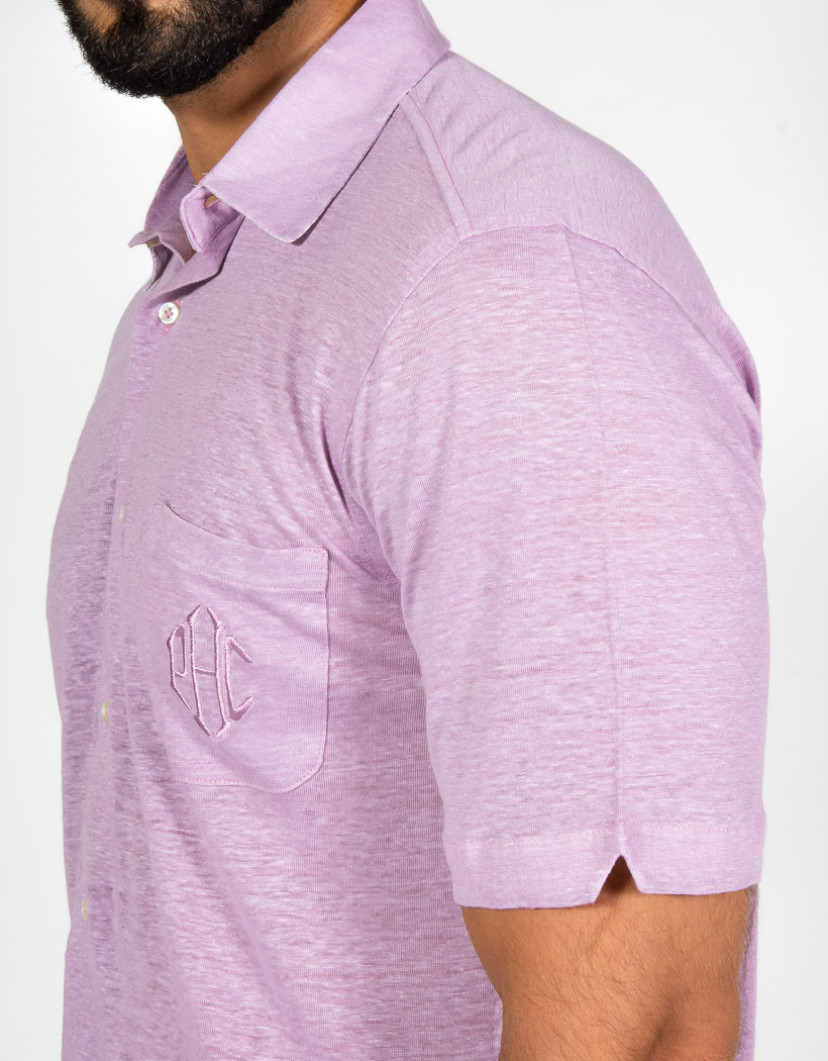 Patrick Hellmann Collection Pink 100% Linen Short Sleeve Shirt image
