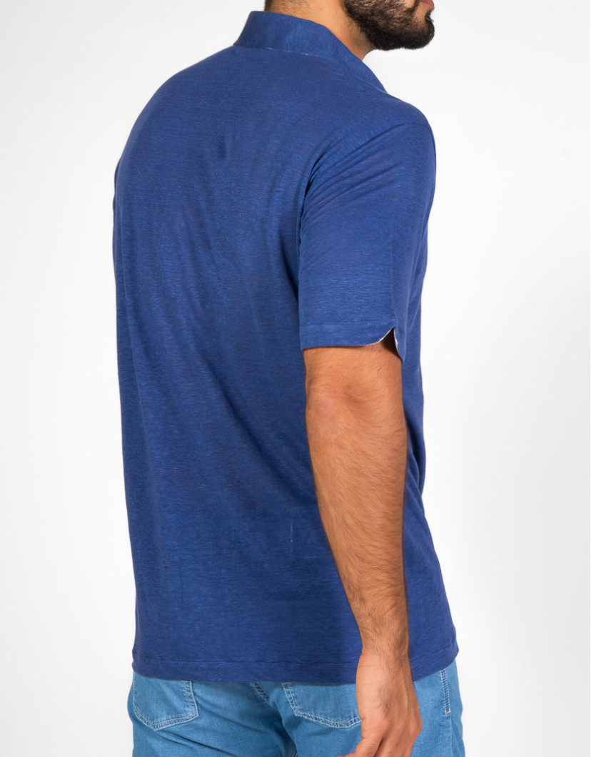 Patrick-Hellmann-Collection-Blue-Short-Sleeve-100-Linen-Shirt-image Patrick Hellmann Collection Blue Short Sleeve 100% Linen Shirt image