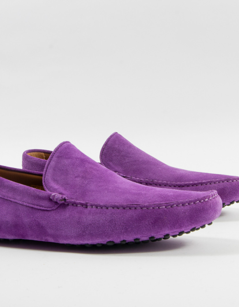 Patrick-Hellmann-Collection-Purple-Suede-Leather-Moccasins-image Patrick Hellmann Collection Purple Suede Leather Moccasins  image