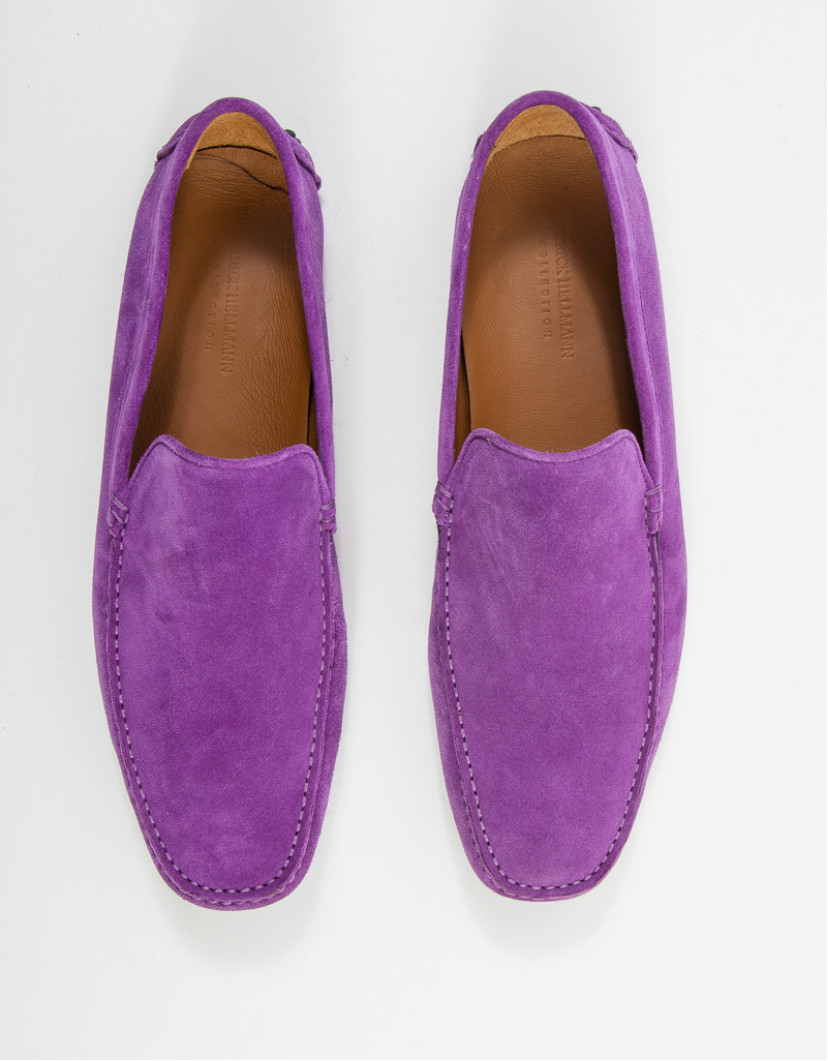 Patrick-Hellmann-Collection-Purple-Suede-Leather-Moccasins-image Patrick Hellmann Collection Purple Suede Leather Moccasins  image