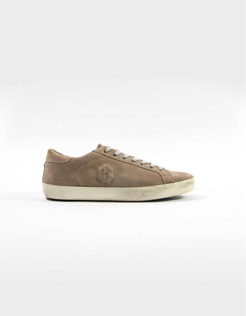 Patrick Hellmann Collection Beige Suede Leather Sneakers  image