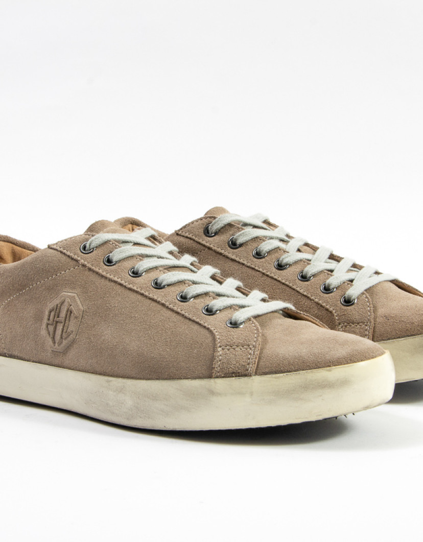 Patrick Hellmann Collection Beige Suede Leather Sneakers  image