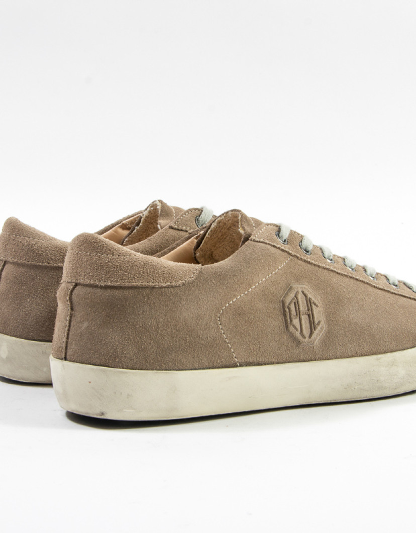 Patrick Hellmann Collection Beige Suede Leather Sneakers  image