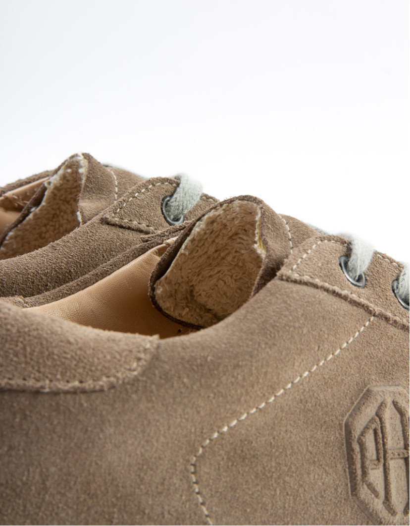 Patrick Hellmann Collection Beige Suede Leather Sneakers  image
