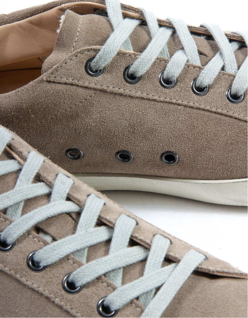 Patrick Hellmann Collection Beige Suede Leather Sneakers  image