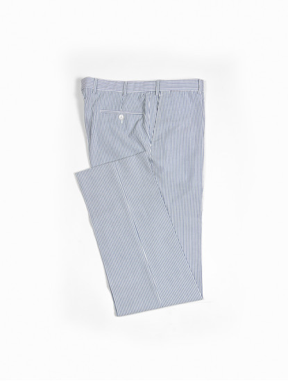 Patrick Hellmann Collection100% Cotton Trousers Blue White Linesimage720