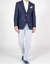 Patrick Hellmann Collection 100% Cotton Trousers Blue White Lines thumbnail 5