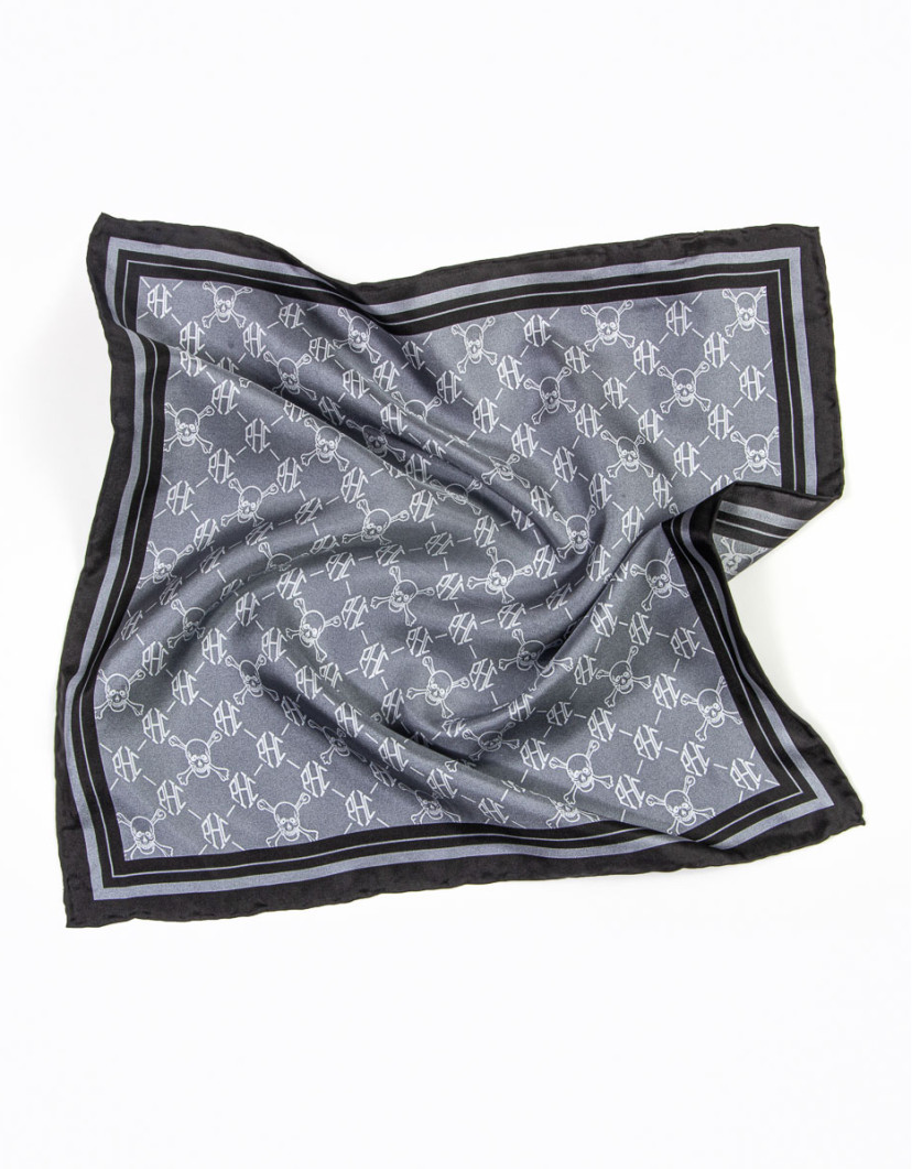 Patrick Hellmann Collection Grey Pocket Square 100% Silk image