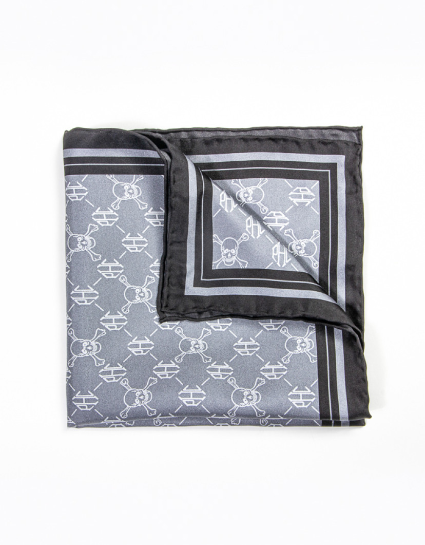 Patrick Hellmann Collection Grey Pocket Square 100% Silk image