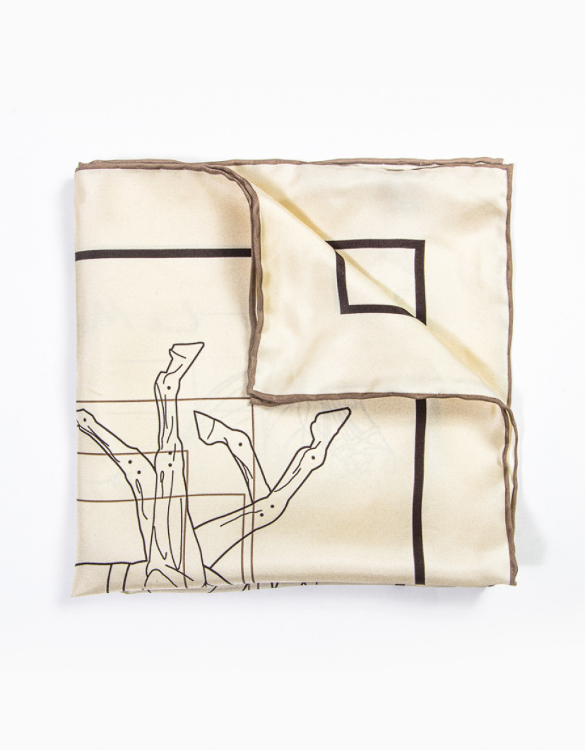 Patrick Hellmann Collection Beige Pocket Square 100% Silk image