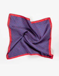 Patrick Hellmann Collection Blue Pocket Square Red print thumbnail 1