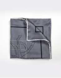 Patrick Hellmann Collection Dark Grey Pocket Square 100% Silk thumbnail