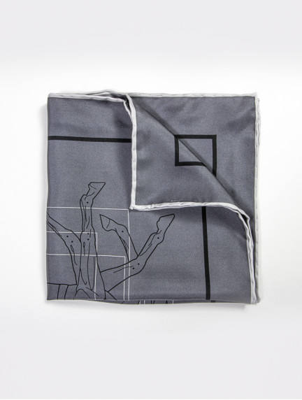 Patrick Hellmann CollectionDark Grey Pocket Square 100% Silkimage658