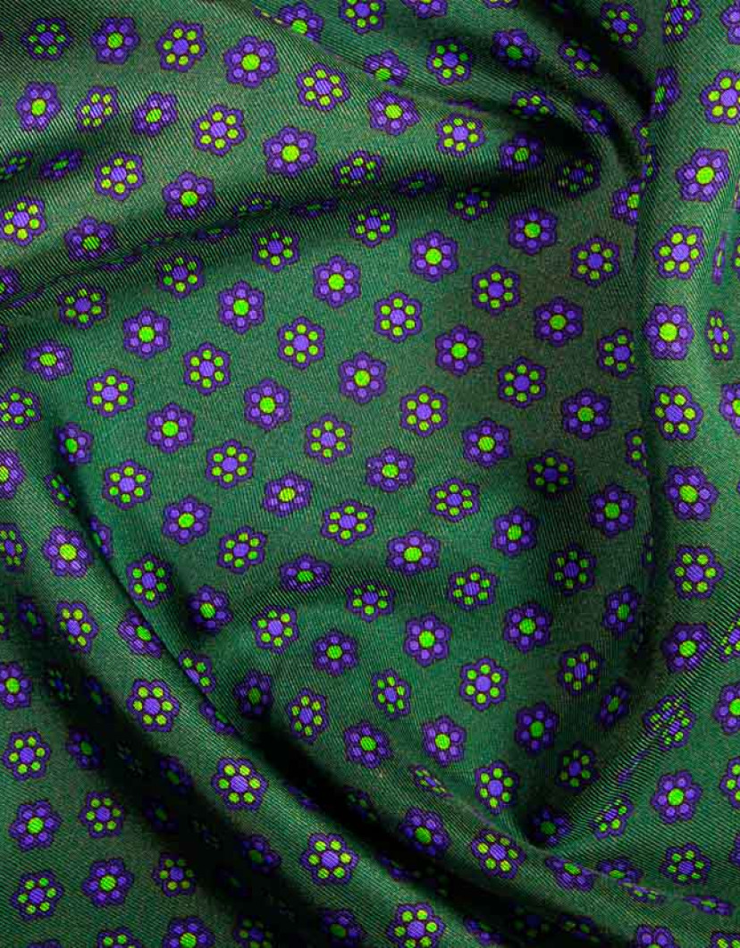 Patrick Hellmann Collection Green Pocket Square 100% Silk image