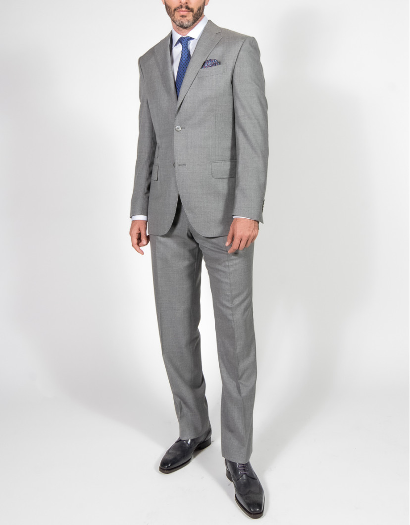 Patrick Hellmann Collection Grey Single-Breast Suit 90% Wool 10% Silk image