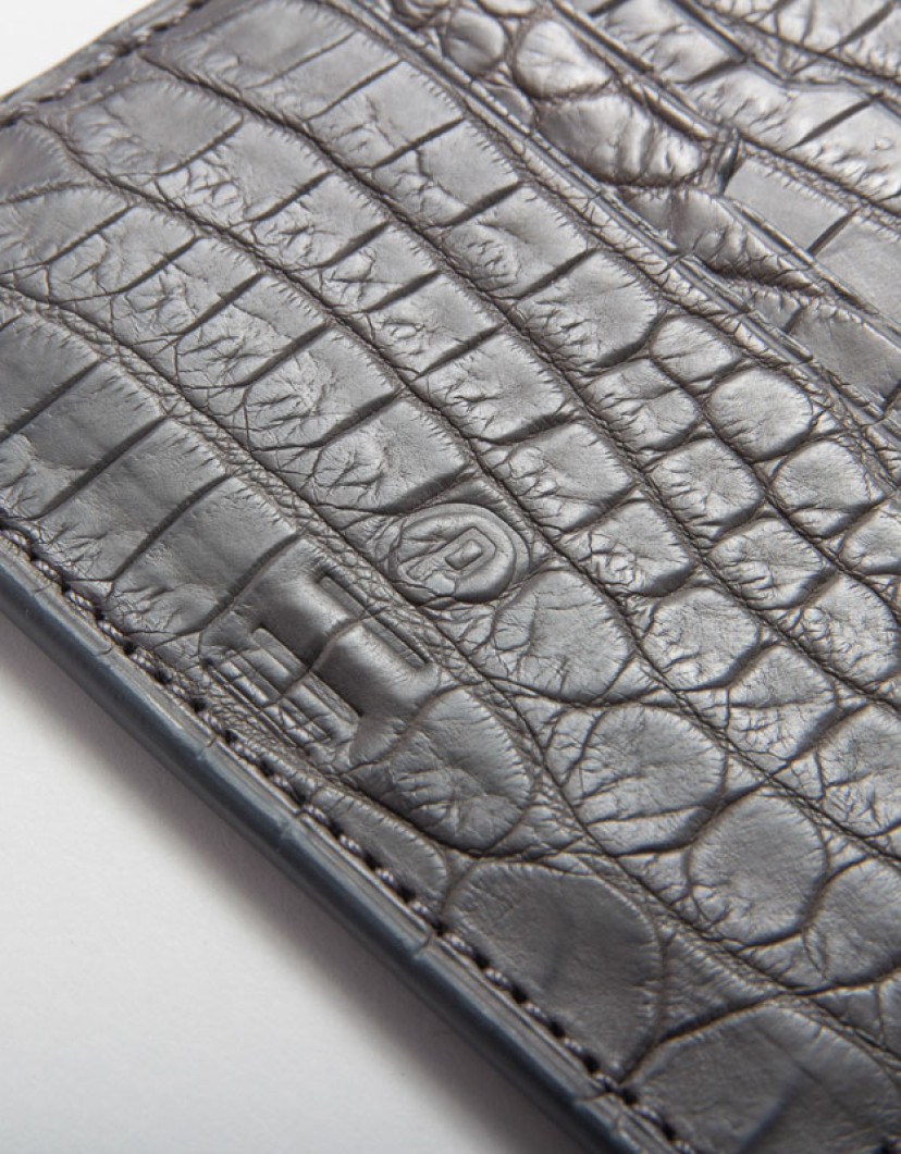 P by Privilege Croco Grey Leather Cardholder image