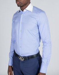 Patrick Hellmann Collection Blue Shirt With White Collar thumbnail 1