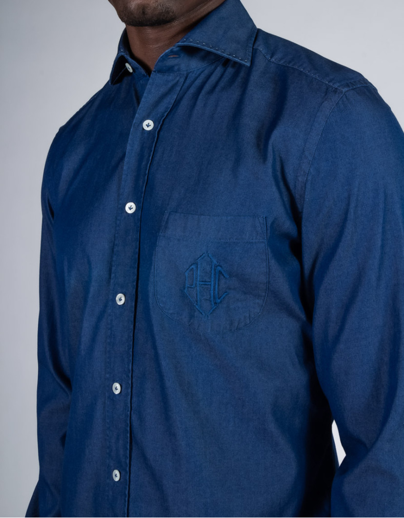 Patrick-Hellmann-Collection-Thin-Navy-Blue-Jeans-Shirt-image Patrick Hellmann Collection Thin Navy Blue Jeans-Shirt image