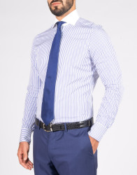 Patrick Hellmann Collection White Shirt With Blue Line And Pure Collar thumbnail 1