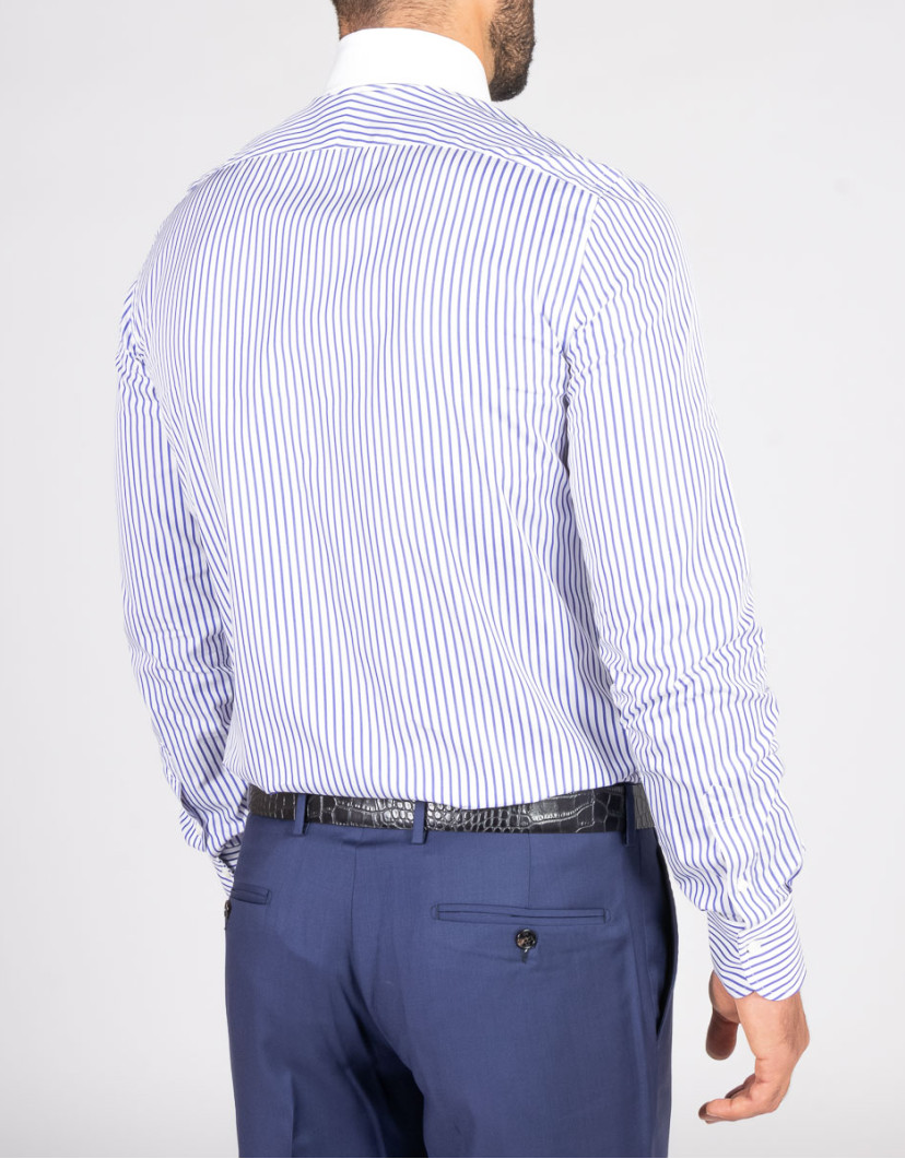 Patrick Hellmann Collection White Shirt With Blue Line And Pure Collar image
